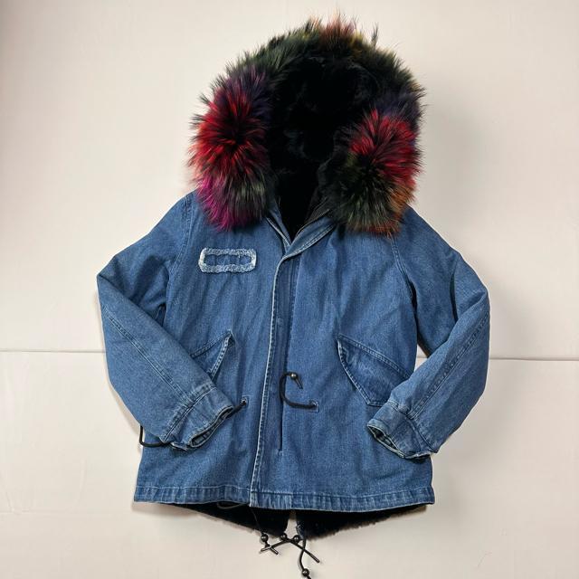 【JAZZEBAR】レディース ラクーンファー モッズコート デニムジャケット < 女性ファッション 【JAZZEBAR】レディース ラクーンファー モッズコート デニムジャケット < 女性ファッションの