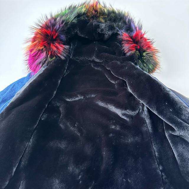 【JAZZEBAR】レディース ラクーンファー モッズコート デニムジャケット < 女性ファッション 【JAZZEBAR】レディース ラクーンファー モッズコート デニムジャケット < 女性ファッションの