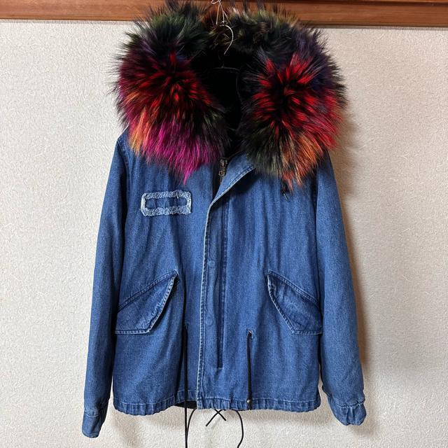 【JAZZEBAR】レディース ラクーンファー モッズコート デニムジャケット < 女性ファッション 【JAZZEBAR】レディース ラクーンファー モッズコート デニムジャケット < 女性ファッションの