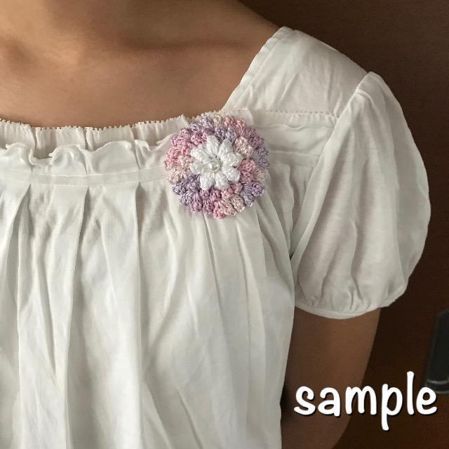 ハンドメイド♪レース編みダリア風お花モチーフのブローチ < 女性ファッション  ハンドメイド♪レース編みダリア風お花モチーフのブローチ < 女性ファッションの