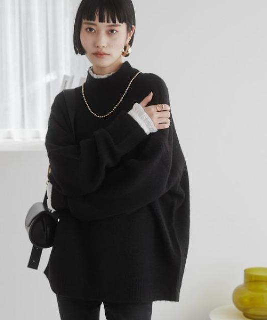 ANGIEオーバーサイズ ハイネック ニットプルオーバー < 女性ファッション  ANGIEオーバーサイズ ハイネック ニットプルオーバー  < 女性ファッションの