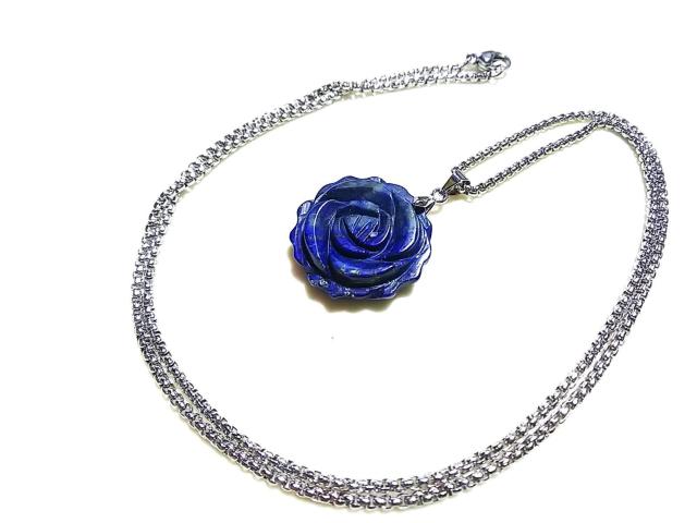 天然石★ラピスラズリ 薔薇彫り ペンダント < 女性アクセサリー/時計 天然石★ラピスラズリ 薔薇彫り ペンダント < 女性アクセサリー/時計の