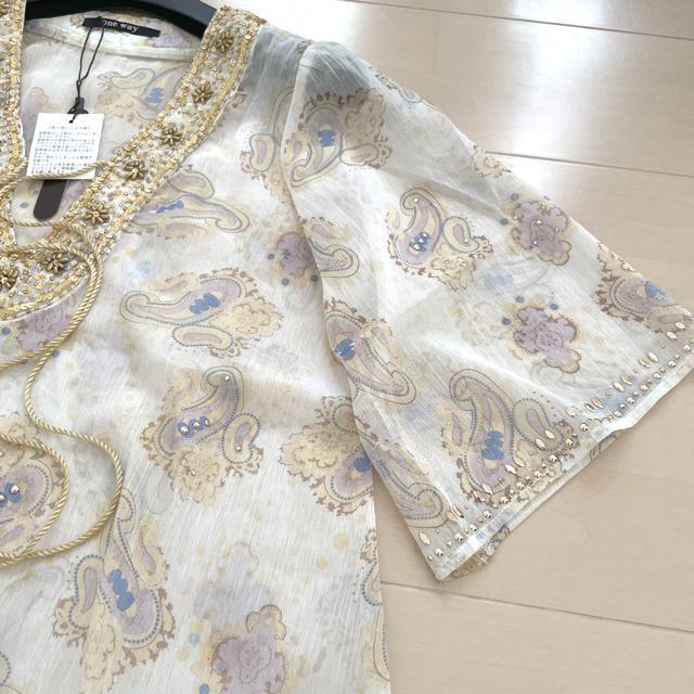 新品 one way タッセル タイネック ビーズ刺繍 シフォンブラウス < 女性ファッション  新品 one way タッセル タイネック ビーズ刺繍 シフォンブラウス < 女性ファッションの