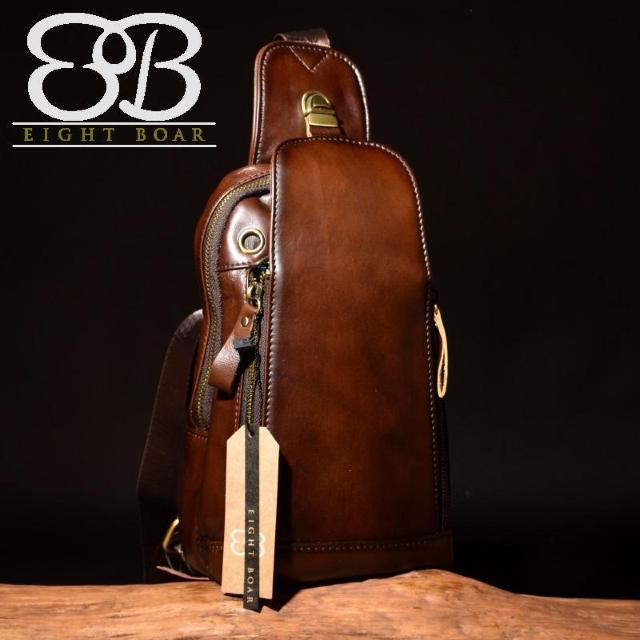 タイトル ◆あぶり系 牛本革 ボディバッグ ダブルジップ デザイナーズ 斜め掛け エイトボアー◆濃茶k39 < 男性ファッション  タイトル ◆あぶり系 牛本革 ボディバッグ ダブルジップ デザイナーズ 斜め掛け エイトボアー◆濃茶k39  < 男性ファッションの