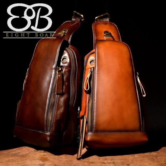 タイトル ◆あぶり系 牛本革 ボディバッグ ダブルジップ デザイナーズ 斜め掛け エイトボアー◆濃茶k39 < 男性ファッション  タイトル ◆あぶり系 牛本革 ボディバッグ ダブルジップ デザイナーズ 斜め掛け エイトボアー◆濃茶k39 < 男性ファッションの