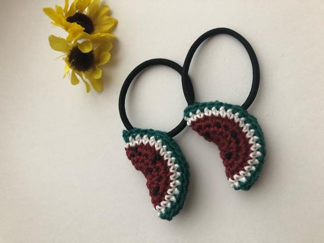 ハンドメイド  ヘアゴム ツイン 真っ赤なスイカ♪ コットン < 女性ファッション  ハンドメイド  ヘアゴム ツイン 真っ赤なスイカ♪ コットン < 女性ファッションの
