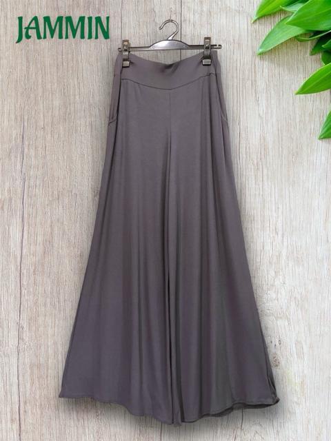 ストレッチワイドパンツ グレー スパンデックス エスニック アジアン < 女性ファッション  ストレッチワイドパンツ グレー スパンデックス エスニック アジアン  < 女性ファッションの
