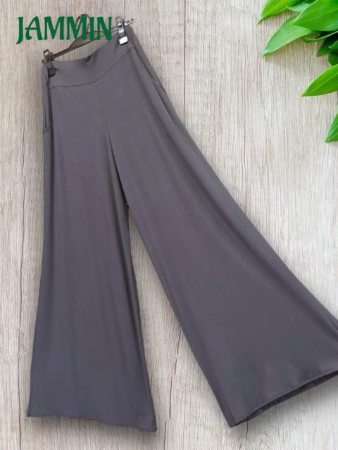 ストレッチワイドパンツ グレー スパンデックス エスニック アジアン < 女性ファッション  ストレッチワイドパンツ グレー スパンデックス エスニック アジアン < 女性ファッションの