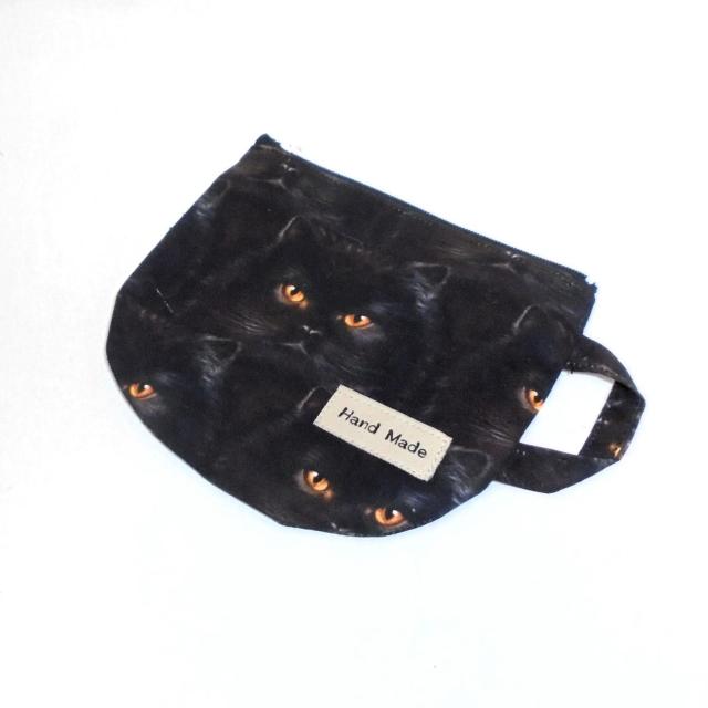 【15p】◆黒猫◆Robert Kaufman Whiskers & Tails◆ティーカップ型ファスナーポーチ < 女性ファッション  【15p】◆黒猫◆Robert Kaufman Whiskers & Tails◆ティーカップ型ファスナーポーチ < 女性ファッションの