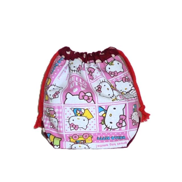 【底マチ幅広巾着】◆キティちゃん◆レトロ柄ピンク◆裏地あり巾着 < 女性ファッション 【底マチ幅広巾着】◆キティちゃん◆レトロ柄ピンク◆裏地あり巾着 < 女性ファッションの