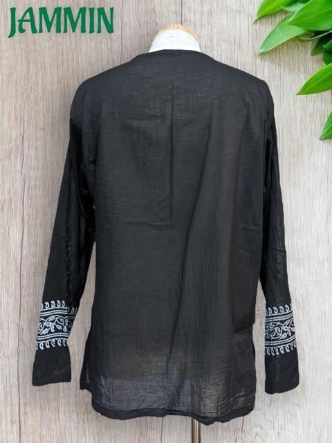 オーム太陽クルタ 黒 アジアン エスニック ヒッピー サイケ < 男性ファッション オーム太陽クルタ 黒 アジアン エスニック ヒッピー サイケ < 男性ファッションの