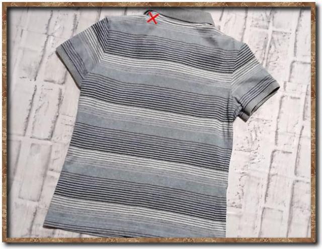 ナイキ 刺繍入りボーダー半袖ポロシャツ グレー系☆難あり < ブランド  ナイキ 刺繍入りボーダー半袖ポロシャツ グレー系☆難あり < ブランドの