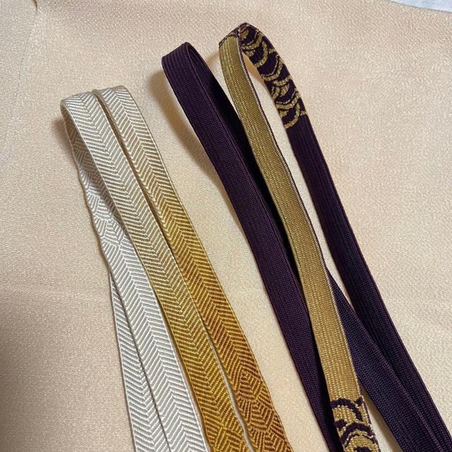 ちりめん 帯揚げ 帯締め 3点セット クリーム色 平組 高麗組 < 女性ファッション ちりめん 帯揚げ 帯締め 3点セット クリーム色 平組 高麗組 < 女性ファッションの