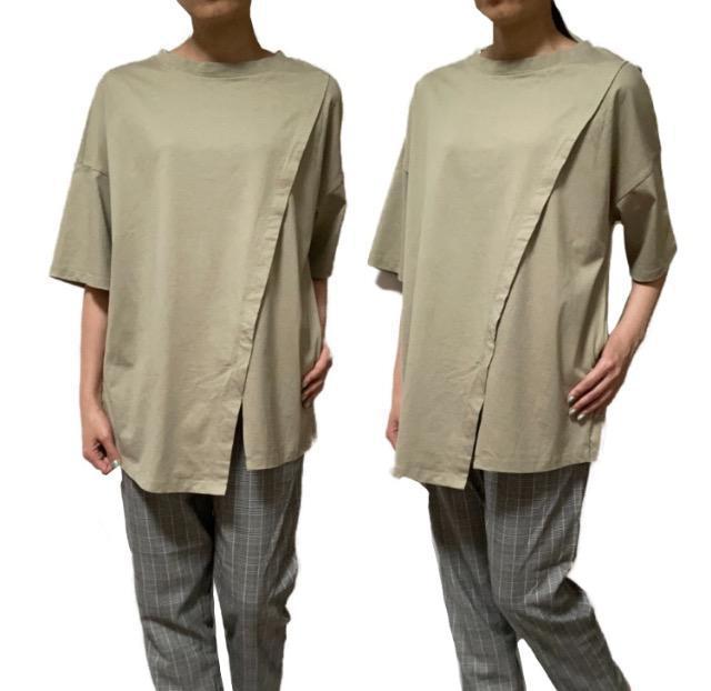 chocolraffine◎ビッグシルエットチュニックTシャツ(F)薄カーキ◎新品 < ブランド chocolraffine◎ビッグシルエットチュニックTシャツ(F)薄カーキ◎新品 < ブランドの