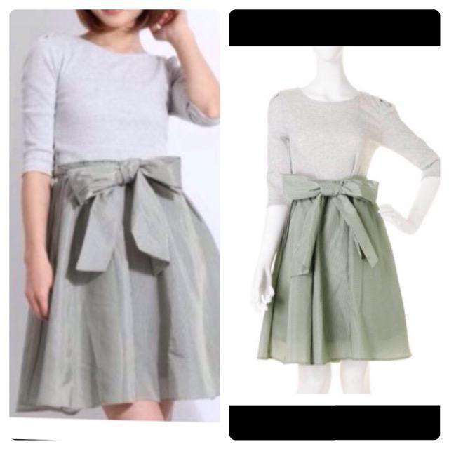 ダズリン ウエストリボンコンビワンピース < ブランド  ダズリン ウエストリボンコンビワンピース < ブランドの