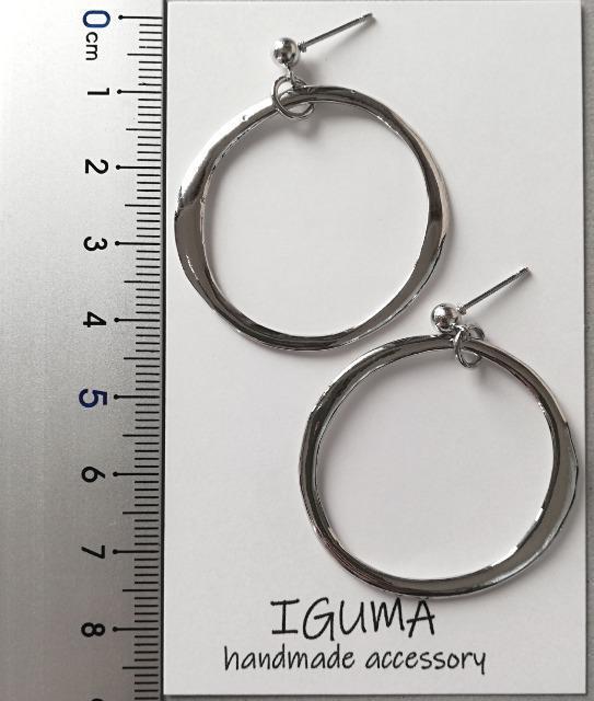 ハンドメイド大ぶりピアス シンプル シルバーフープ < 女性ファッション  ハンドメイド大ぶりピアス シンプル シルバーフープ < 女性ファッションの