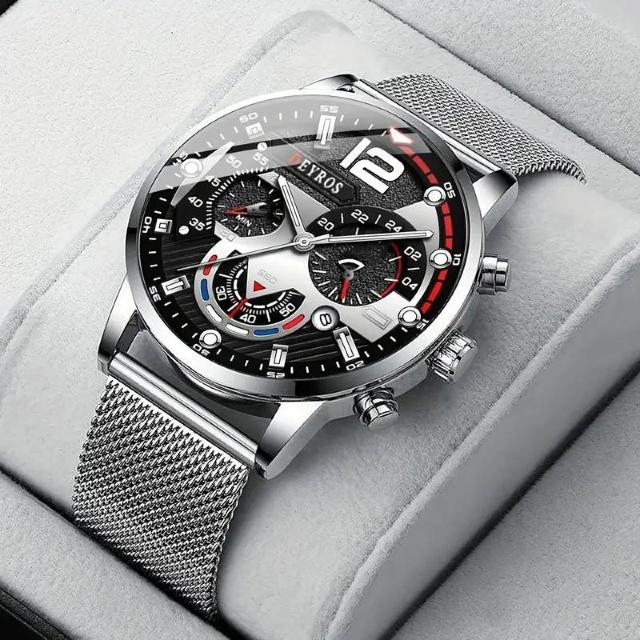 在庫1点 爆ヤス890円★エレガント デザイン重視 ステンレス鋼  カレンダー アナログ クォーツ式 腕時計 シルバー×ブラック < 男性アクセサリー/時計  在庫1点 爆ヤス890円★エレガント デザイン重視 ステンレス鋼  カレンダー アナログ クォーツ式 腕時計 シルバー×ブラック  < 男性アクセサリー/時計の