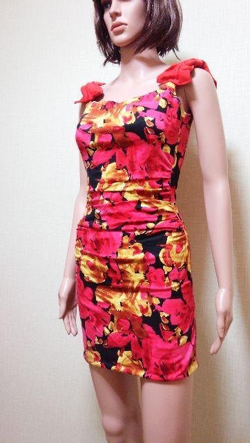 新美品☆GOSLLP DAZY☆綺麗な肩リボン×デカ薔薇柄のミニワンピW130☆3点で即落 < 女性ファッション  新美品☆GOSLLP DAZY☆綺麗な肩リボン×デカ薔薇柄のミニワンピW130☆3点で即落 < 女性ファッションの