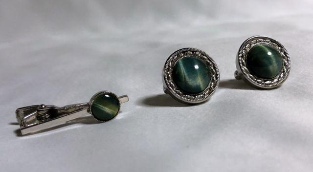 即決 大粒グリーンマーブルストーン装飾カフス ショートタイピンSET ドーム型ボタン タイバー < 男性ファッション  即決 大粒グリーンマーブルストーン装飾カフス ショートタイピンSET ドーム型ボタン タイバー  < 男性ファッションの