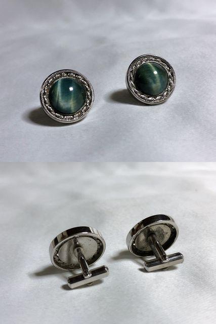 即決 大粒グリーンマーブルストーン装飾カフス ショートタイピンSET ドーム型ボタン タイバー < 男性ファッション  即決 大粒グリーンマーブルストーン装飾カフス ショートタイピンSET ドーム型ボタン タイバー < 男性ファッションの