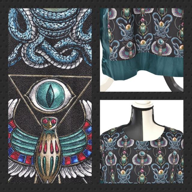 Drughoney【ユニセックス】埃及宝飾柄サテンロングスリット入り < 女性ファッション  Drughoney【ユニセックス】埃及宝飾柄サテンロングスリット入り < 女性ファッションの