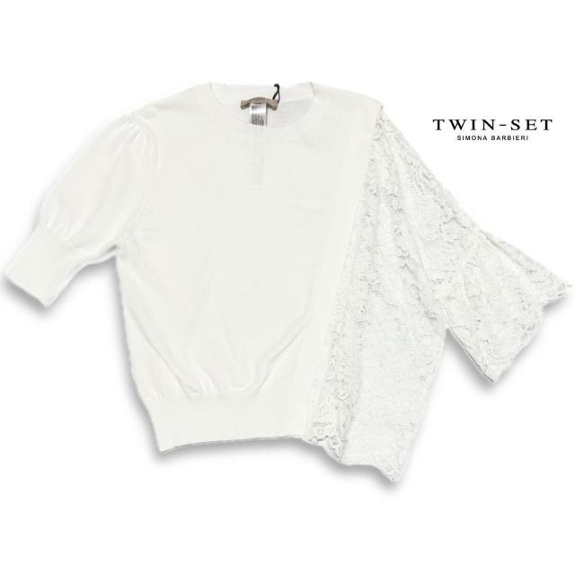 新品ツインセットTWIN-SETアシンメトリーレース切り替えトップ < 女性ファッション 新品ツインセットTWIN-SETアシンメトリーレース切り替えトップ < 女性ファッションの