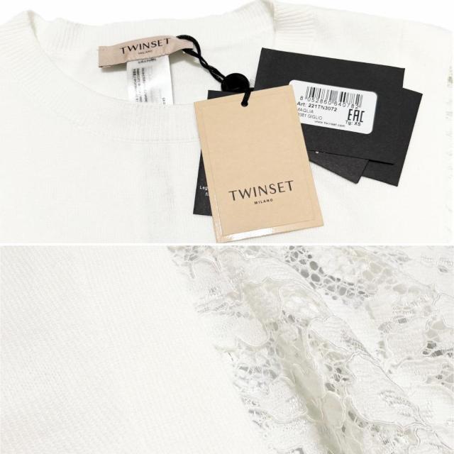 新品ツインセットTWIN-SETアシンメトリーレース切り替えトップ < 女性ファッション 新品ツインセットTWIN-SETアシンメトリーレース切り替えトップ < 女性ファッションの