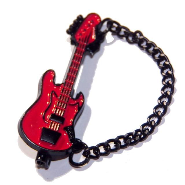 エレキギター ギター ベース エナメル バッジ ブローチ ピンバッジ 赤色 レッド ストラップ < 男性アクセサリー/時計  エレキギター ギター ベース エナメル バッジ ブローチ ピンバッジ 赤色 レッド ストラップ < 男性アクセサリー/時計の