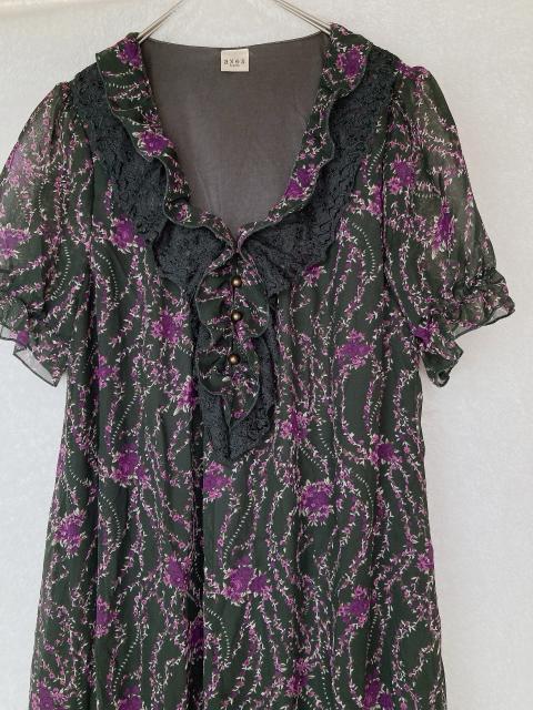 axes femme アクシーズ 花柄 フリル 半袖 ワンピース チュニック M N2m < ブランド axes femme アクシーズ 花柄 フリル 半袖 ワンピース チュニック M N2m < ブランドの