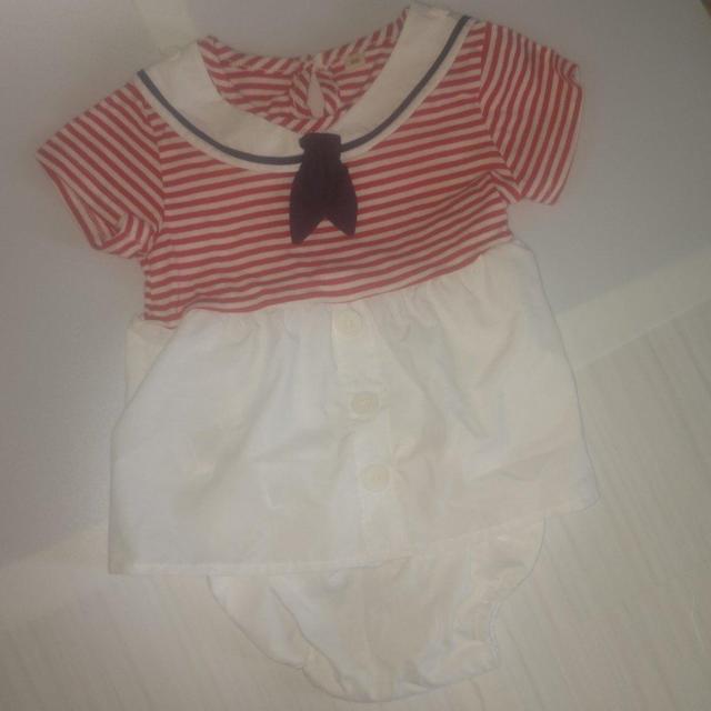 新品 セーラーカラーのインナーパンツ付きワンピース サイズ90 送料無料 < キッズ/ベビー  新品 セーラーカラーのインナーパンツ付きワンピース サイズ90 送料無料 < キッズ/ベビーの