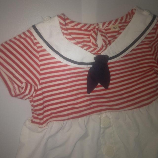 新品 セーラーカラーのインナーパンツ付きワンピース サイズ90 送料無料 < キッズ/ベビー  新品 セーラーカラーのインナーパンツ付きワンピース サイズ90 送料無料 < キッズ/ベビーの