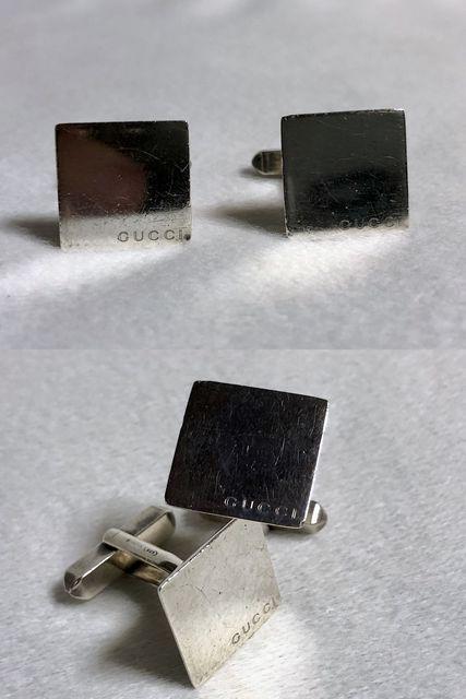 正規 GUCCIグッチ ヴィンテージ ロゴ文字スクエアカフス SV925 アイコンカフリンクス ボタン < ブランド  正規 GUCCIグッチ ヴィンテージ ロゴ文字スクエアカフス SV925 アイコンカフリンクス ボタン < ブランドの