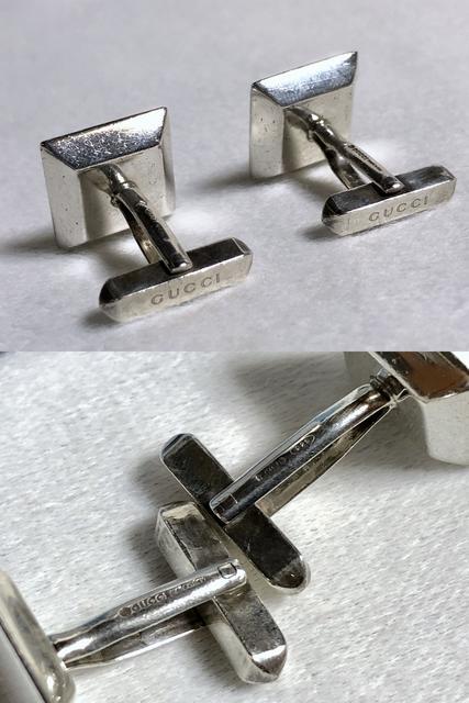 正規 GUCCIグッチ ヴィンテージ ロゴ文字スクエアカフス SV925 アイコンカフリンクス ボタン < ブランド  正規 GUCCIグッチ ヴィンテージ ロゴ文字スクエアカフス SV925 アイコンカフリンクス ボタン < ブランドの