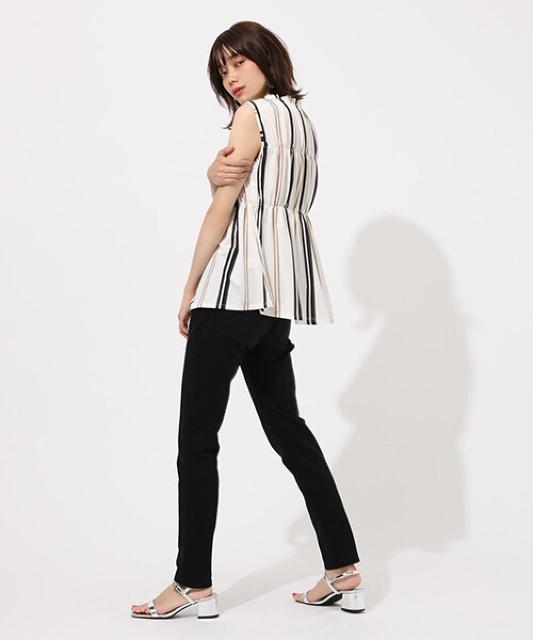 セール●定価4,389円【新品】MOUSSYマウジー●エスパンディシャーリングトップス●白ホワイト●ストライプ < ブランド  セール●定価4,389円【新品】MOUSSYマウジー●エスパンディシャーリングトップス●白ホワイト●ストライプ < ブランドの