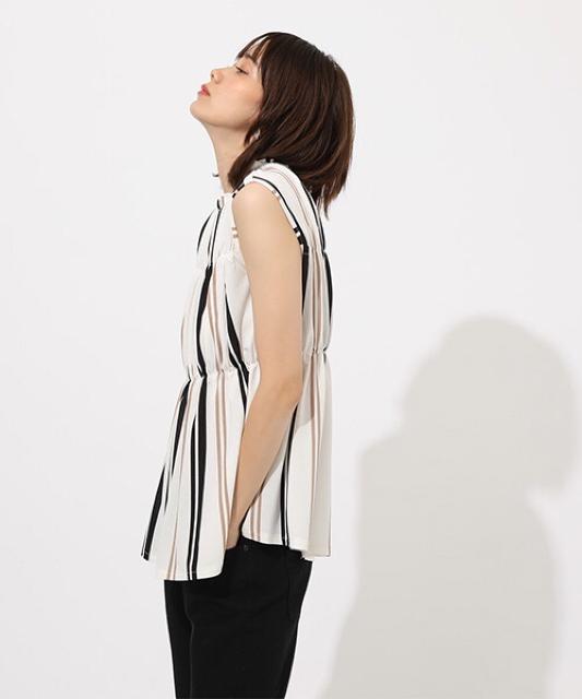 セール●定価4,389円【新品】MOUSSYマウジー●エスパンディシャーリングトップス●白ホワイト●ストライプ < ブランド  セール●定価4,389円【新品】MOUSSYマウジー●エスパンディシャーリングトップス●白ホワイト●ストライプ < ブランドの