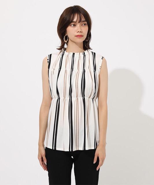 セール●定価4,389円【新品】MOUSSYマウジー●エスパンディシャーリングトップス●白ホワイト●ストライプ < ブランド  セール●定価4,389円【新品】MOUSSYマウジー●エスパンディシャーリングトップス●白ホワイト●ストライプ < ブランドの