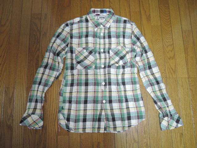 ヒステリックグラマー HYSTERIC GLAMOUR チェックシャツ M 緑黄系 麻混  長袖 < ブランド  ヒステリックグラマー HYSTERIC GLAMOUR チェックシャツ M 緑黄系 麻混  長袖  < ブランドの