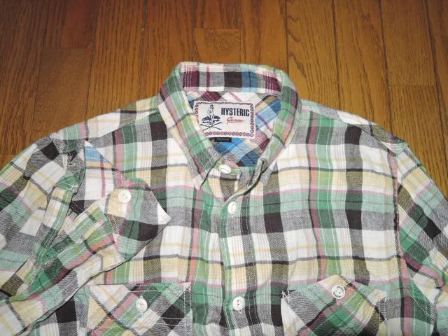 ヒステリックグラマー HYSTERIC GLAMOUR チェックシャツ M 緑黄系 麻混  長袖 < ブランド  ヒステリックグラマー HYSTERIC GLAMOUR チェックシャツ M 緑黄系 麻混  長袖 < ブランドの