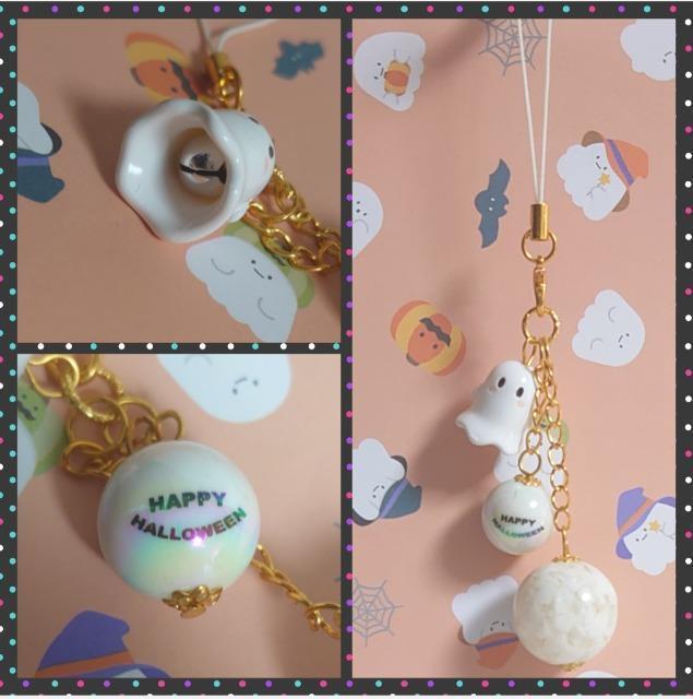 ハンドメイド♪おばけ鈴ビーズジャラジャラストラップ〜ホワイト〜 < ペット/手芸/園芸  ハンドメイド♪おばけ鈴ビーズジャラジャラストラップ〜ホワイト〜 < ペット/手芸/園芸の