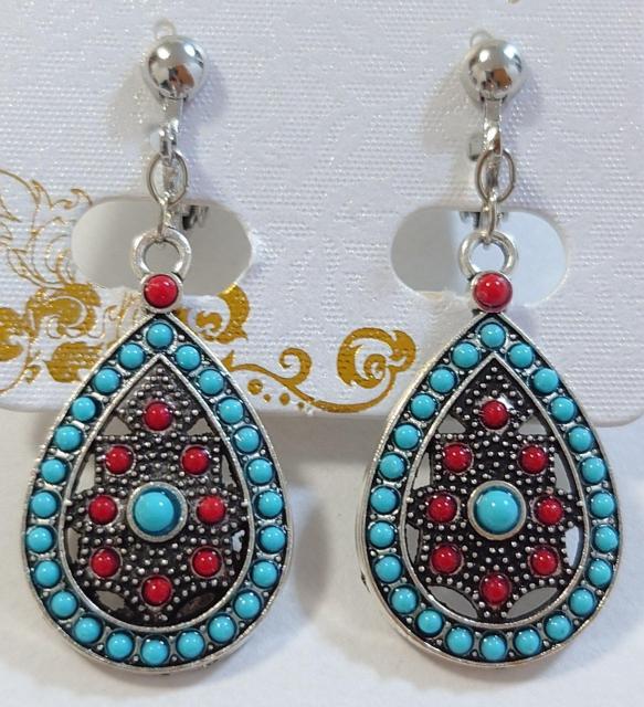 ターコイズ調ボヘミアン☆イヤリング・ピアス☆ ネイティブ  ボヘミアン   エスニック   アジアン   ウエスタン  ヒッピー < 女性アクセサリー/時計  ターコイズ調ボヘミアン☆イヤリング・ピアス☆ ネイティブ  ボヘミアン   エスニック   アジアン   ウエスタン  ヒッピー  < 女性アクセサリー/時計の
