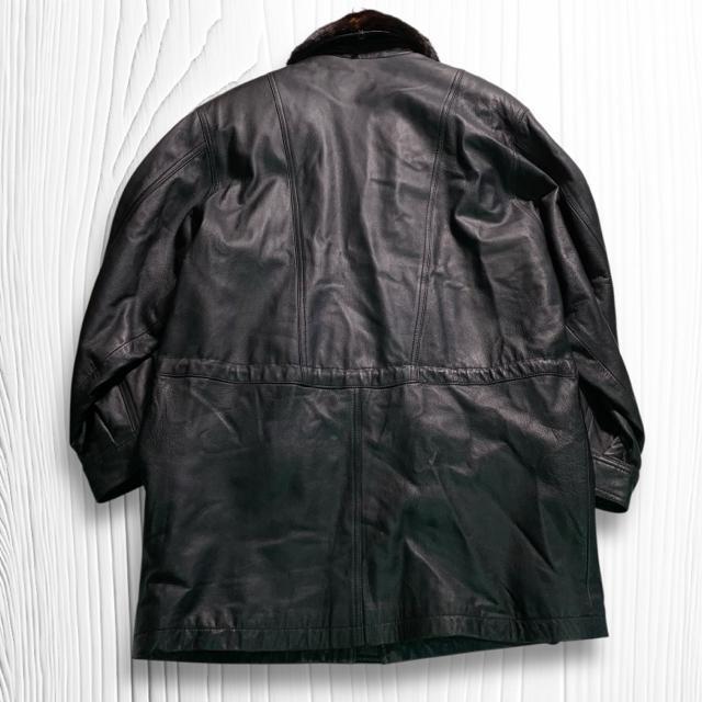 90's SOLOMON 本革 レザー ファー襟 カーコート レザーコート Lサイズ ヴィンテージ < 男性ファッション  90's SOLOMON 本革 レザー ファー襟 カーコート レザーコート Lサイズ ヴィンテージ < 男性ファッションの