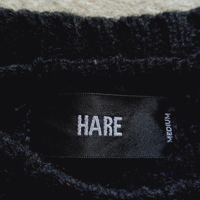 ★HAREハレ黒白ブラック&ホワイトバイカラーお洒落ケーブル編みストライプ柄ウール混暖か♪凝った生地デザイン長袖丸首ニットセーター < ブランド ★HAREハレ黒白ブラック&ホワイトバイカラーお洒落ケーブル編みストライプ柄ウール混暖か♪凝った生地デザイン長袖丸首ニットセーター < ブランドの