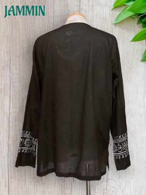 ガネーシャ神クルタ エスニック アジアン ヒッピー サイケ 黒 < 男性ファッション ガネーシャ神クルタ エスニック アジアン ヒッピー サイケ 黒 < 男性ファッションの