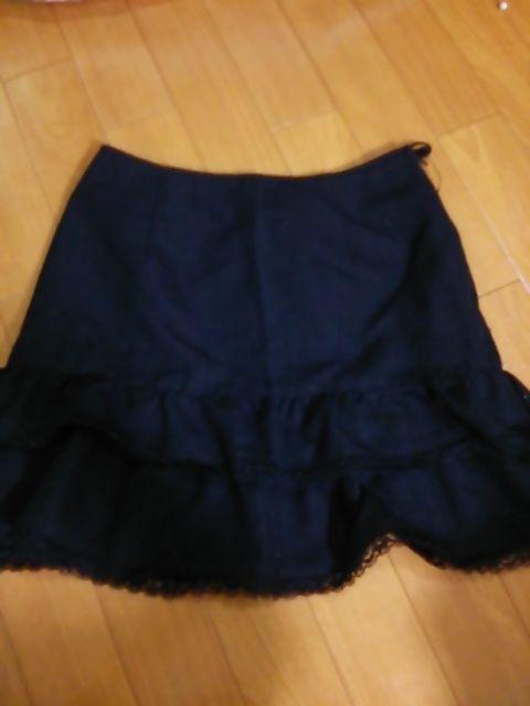 美品 ツイード スカート ブラック ラメ入り フリル ミニ レース < 女性ファッション  美品 ツイード スカート ブラック ラメ入り フリル ミニ レース  < 女性ファッションの