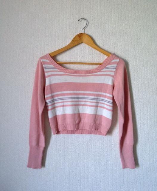 GLAMOROUS JANE◆ピンク ボーダー ショート丈 ニット < ブランド  GLAMOROUS JANE◆ピンク ボーダー ショート丈 ニット  < ブランドの