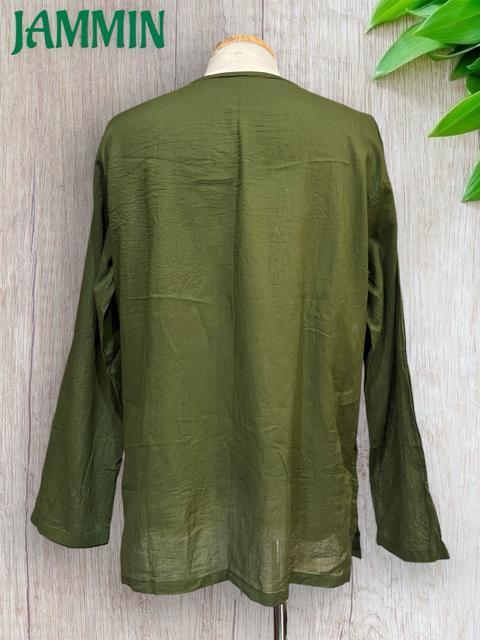 太陽&月クルタ カーキ アジアン エスニック ヒッピー サイケ < 男性ファッション 太陽&月クルタ カーキ アジアン エスニック ヒッピー サイケ < 男性ファッションの