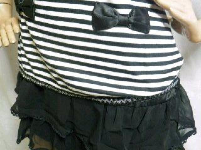 【CECIL McBEE/セシルマクビー】ラインストーンリボンレースフリルボーダー Aラインワンピ < ブランド  【CECIL McBEE/セシルマクビー】ラインストーンリボンレースフリルボーダー Aラインワンピ < ブランドの