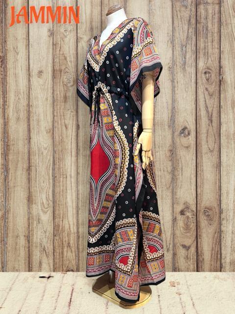 アフリカン柄ロングワンピ 黒 エスニック ヒッピー アジアン アフリカン < 女性ファッション アフリカン柄ロングワンピ 黒 エスニック ヒッピー アジアン アフリカン < 女性ファッションの