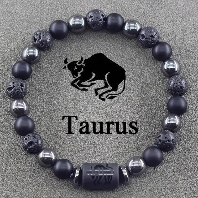 爆ヤス価格490円★天然石ビーズ星座ブレスレット - 12星座シンボル、ユニセックスカップル用 おうし座 < 男性アクセサリー/時計  爆ヤス価格490円★天然石ビーズ星座ブレスレット - 12星座シンボル、ユニセックスカップル用 おうし座  < 男性アクセサリー/時計の
