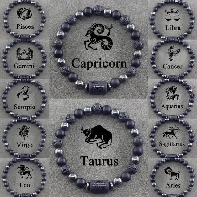爆ヤス価格490円★天然石ビーズ星座ブレスレット - 12星座シンボル、ユニセックスカップル用 おうし座 < 男性アクセサリー/時計  爆ヤス価格490円★天然石ビーズ星座ブレスレット - 12星座シンボル、ユニセックスカップル用 おうし座 < 男性アクセサリー/時計の